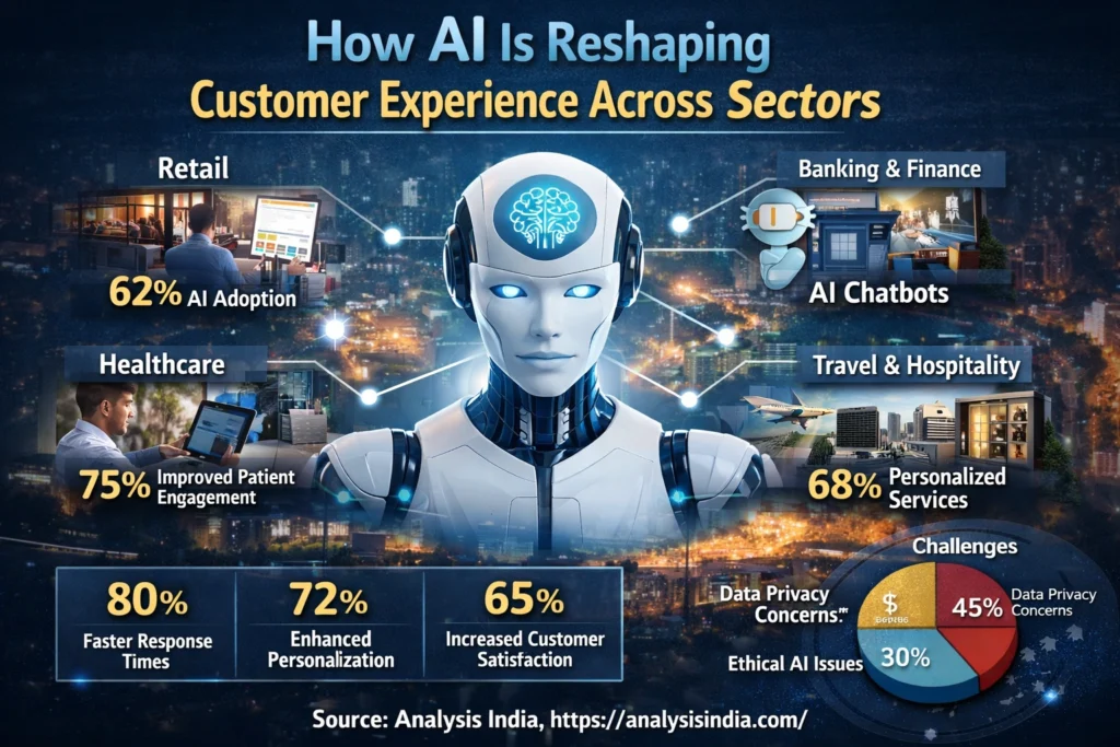 How AI is reshaping customer experience across sectors using industry data surveys and real world business adoption