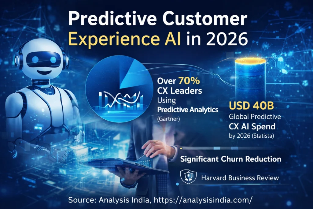 predictive customer experience AI 2026 showing anticipatory insights churn prevention and proactive service optimization
