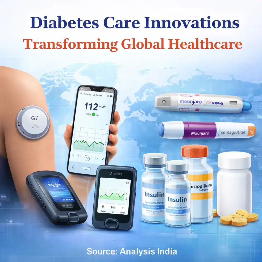 Diabetes care innovations featuring glucose monitoring devices insulin therapies and digital diabetes technology