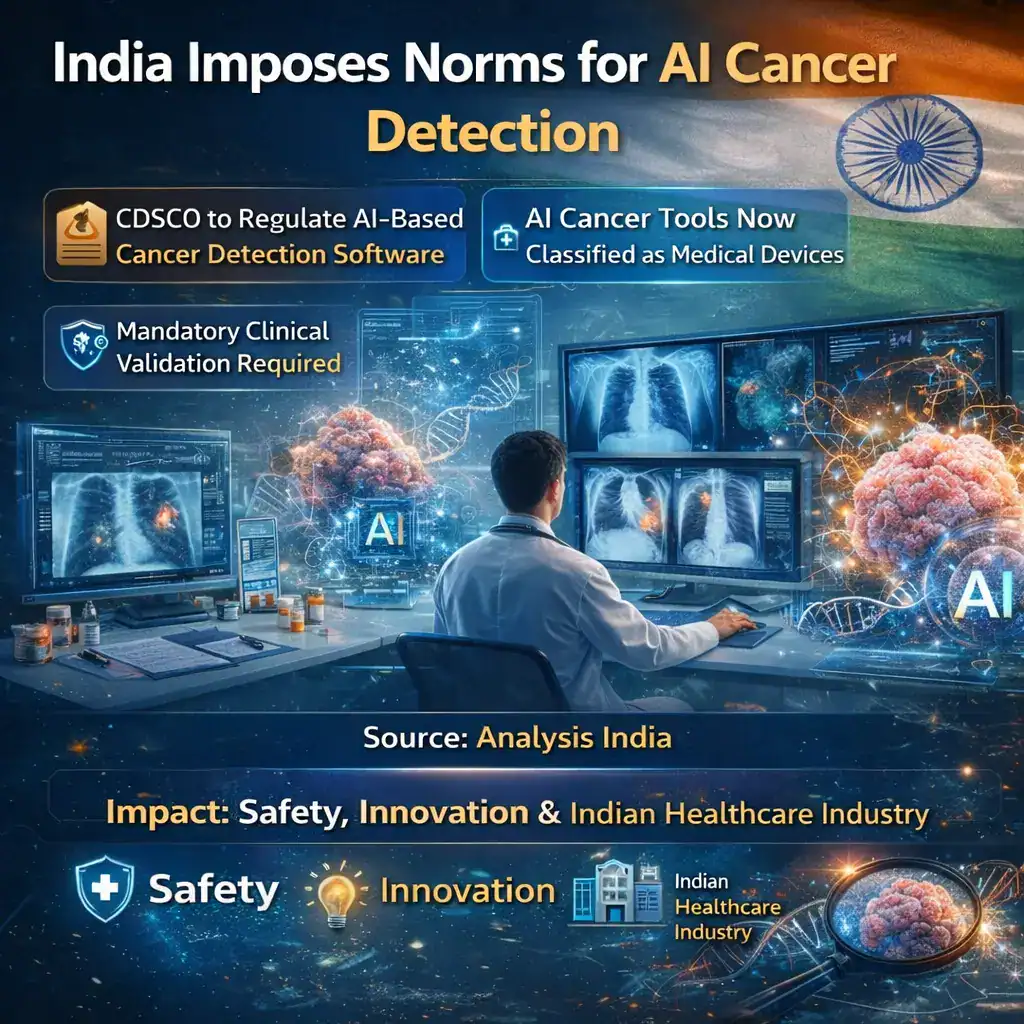 India imposes norms for AI cancer detection showing CDSCO regulation impact on Indian healthcare industry