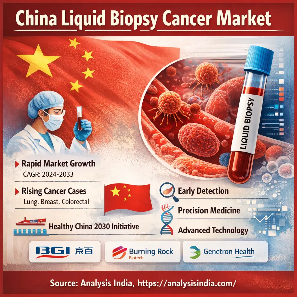 China Liquid Biopsy Cancer Market growth forecast 2024 to 2033 showing rising trend non invasive cancer detection precision oncology China