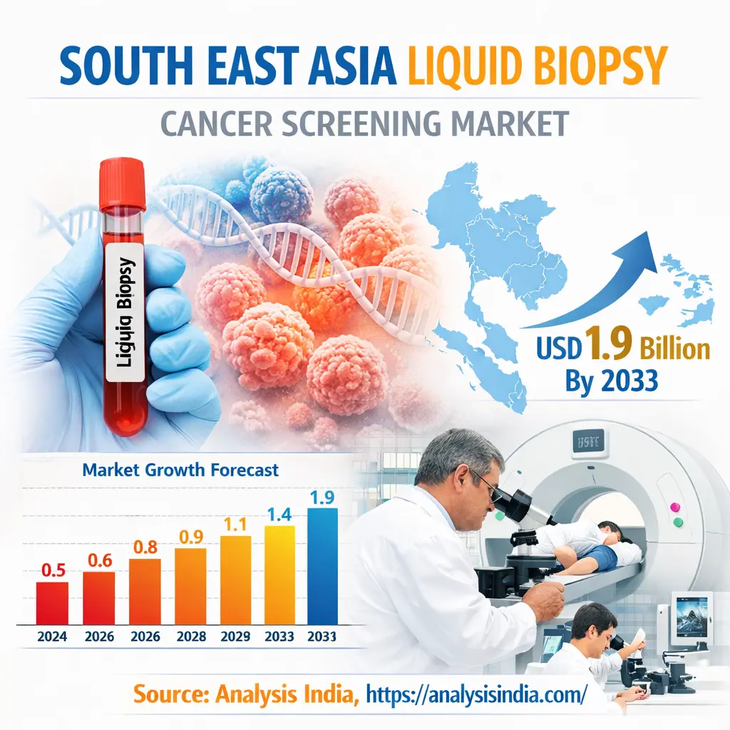 South East Asia Liquid Biopsy Cancer Screening Market Size Forecast 2024 to 2033 growth from 0.5 billion USD to 1.9 billion USD driven by rising cancer diagnostics demand